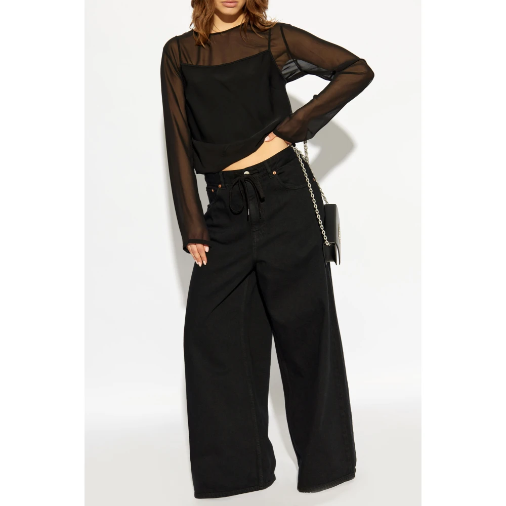 MM6 Maison Margiela Double-Layered Top Black Dames