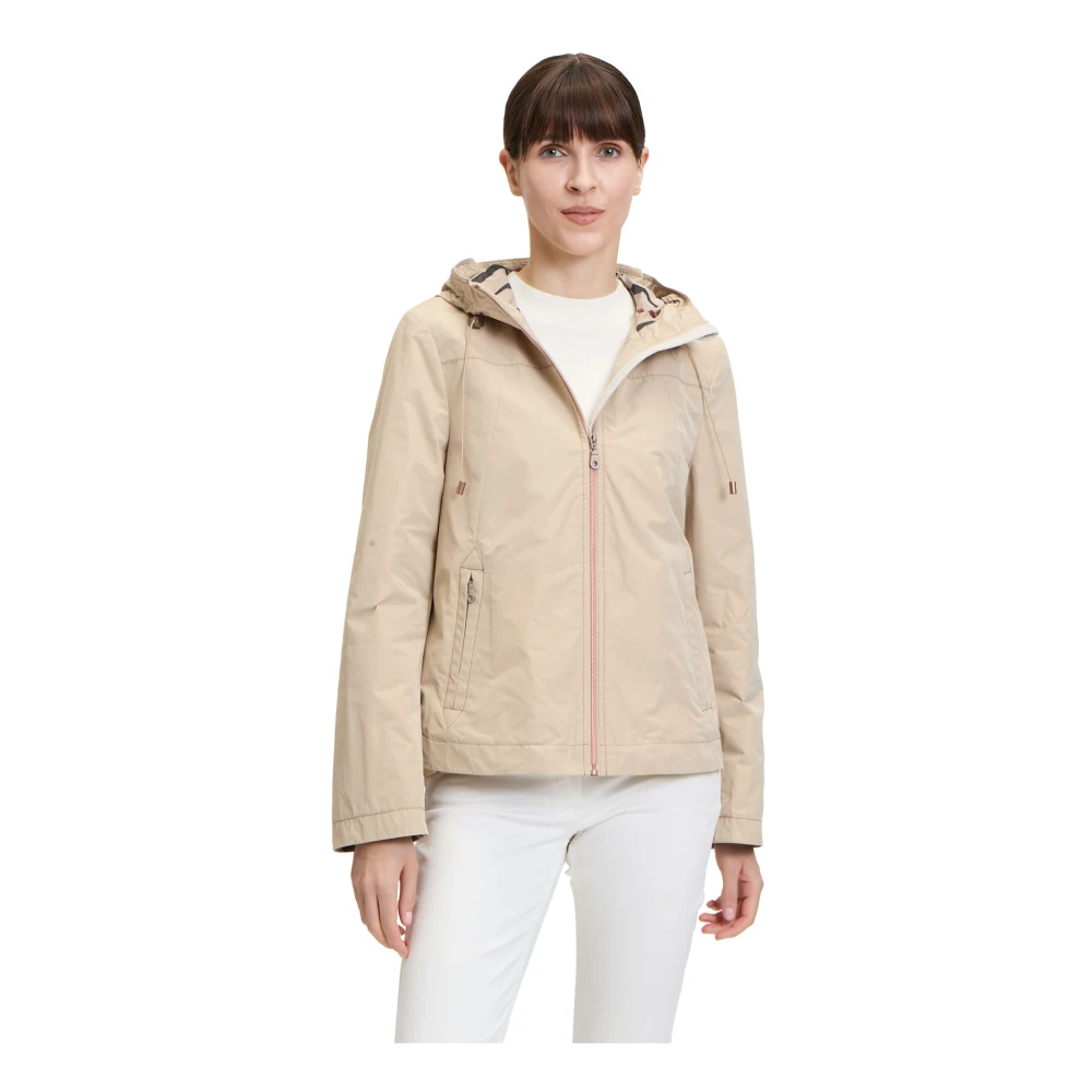 Gil Bret Zomerjas met capuchon en geruite details Beige Dames
