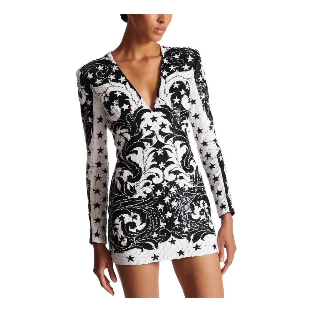 Balmain Geborduurde Paisley en Ster Korte Jurk Multicolor Dames