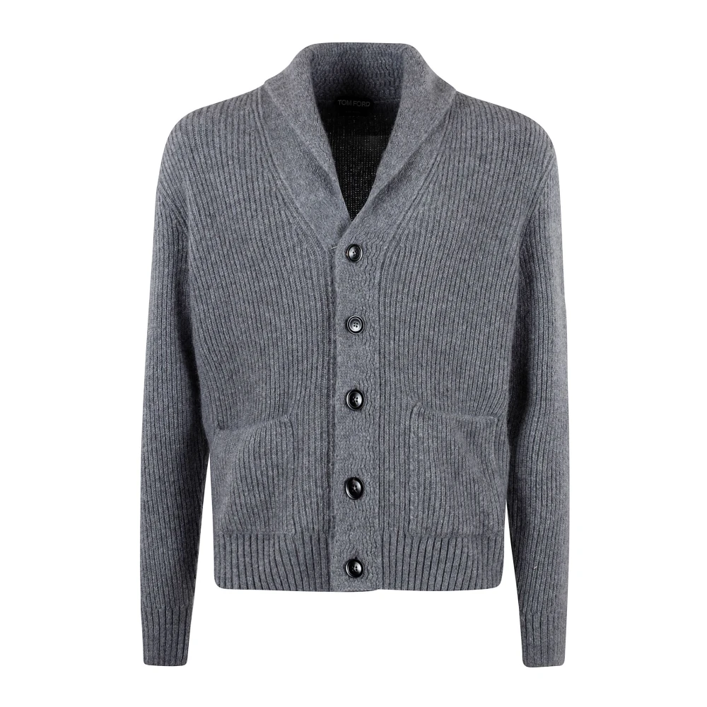 Tom Ford Sjaalkraag Gebreid Gray Heren