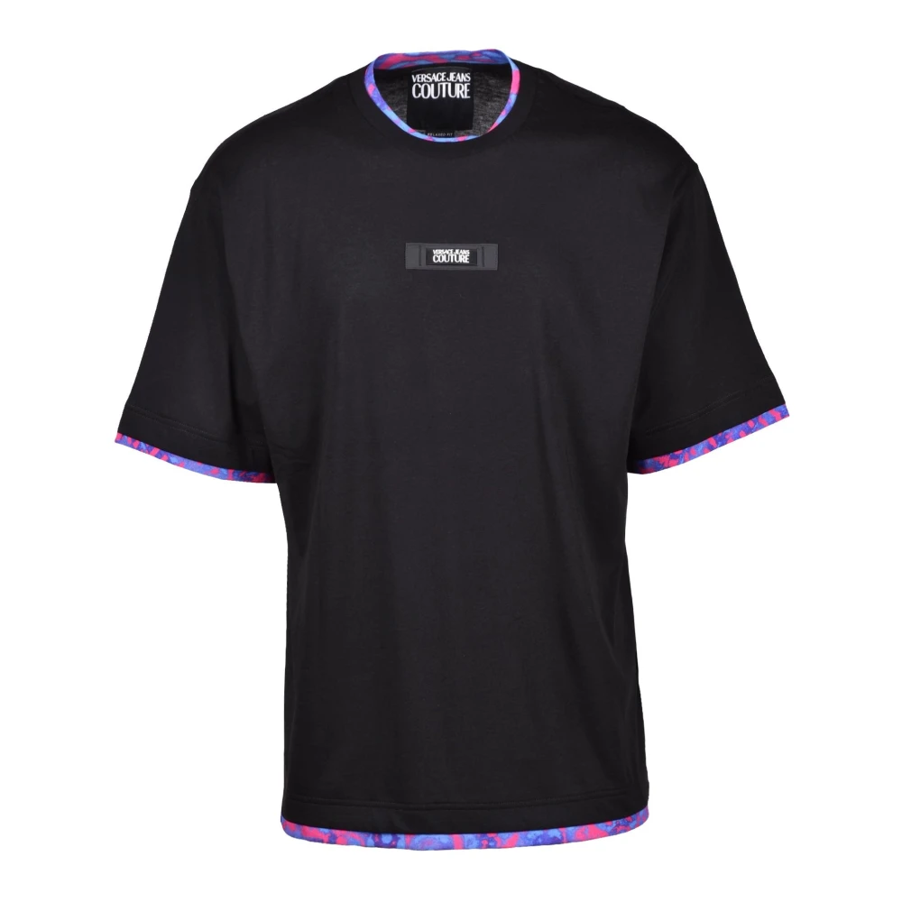 Versace Jeans Couture Katoenen T-shirt met uniek ontwerp Black Heren
