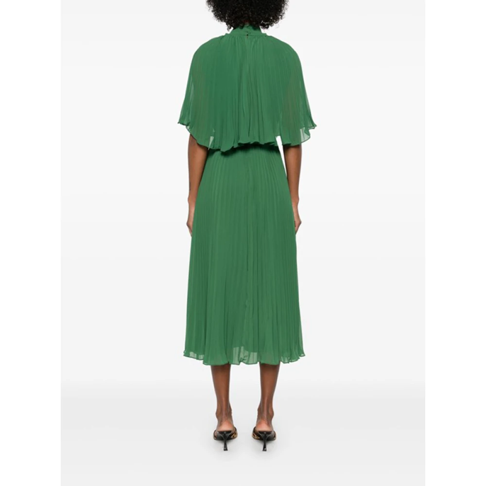 Self Portrait Groene Chiffon Cape Midi Jurk Green Dames