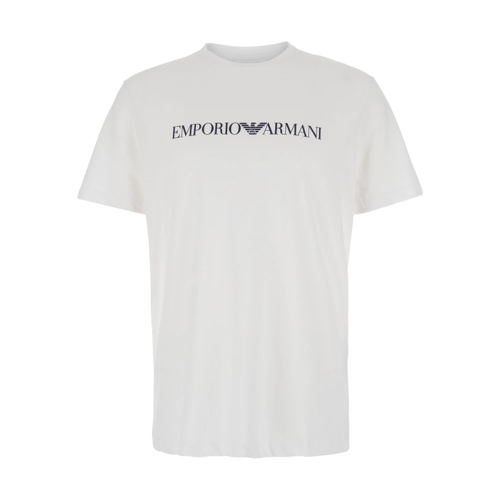 Emporio Armani Wit T-shirt met logoprint White Heren