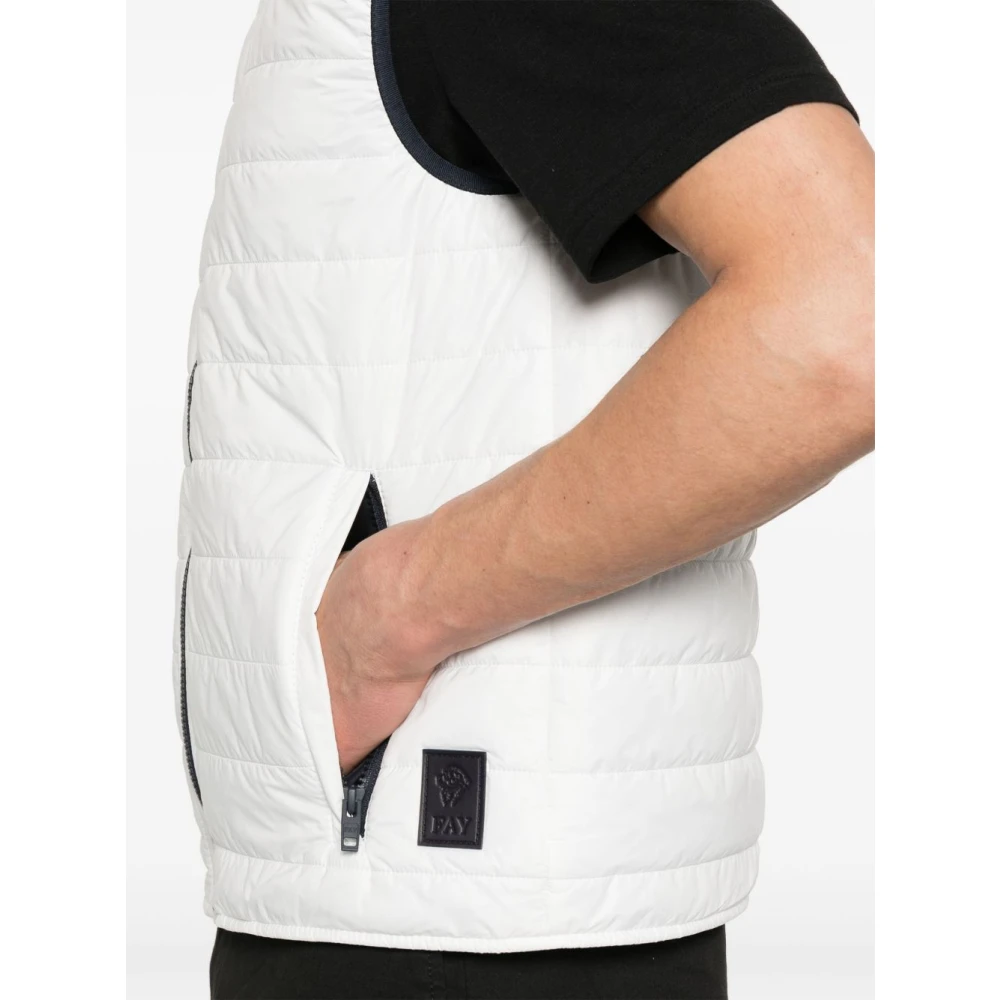 Fay Witte jas met ritssluiting en zakken White Heren
