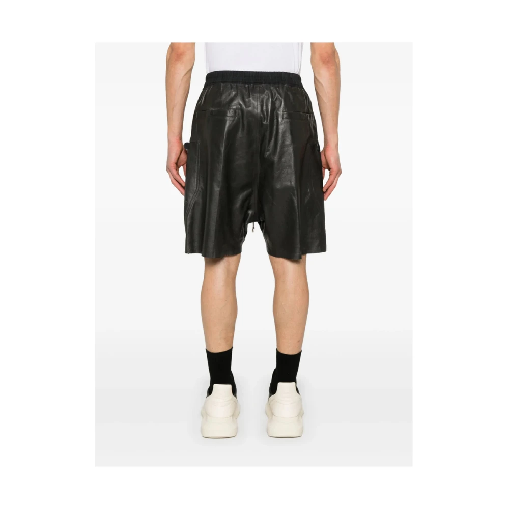 Rick Owens Zwarte Trekkoord Taille Zakken Shorts Black Heren