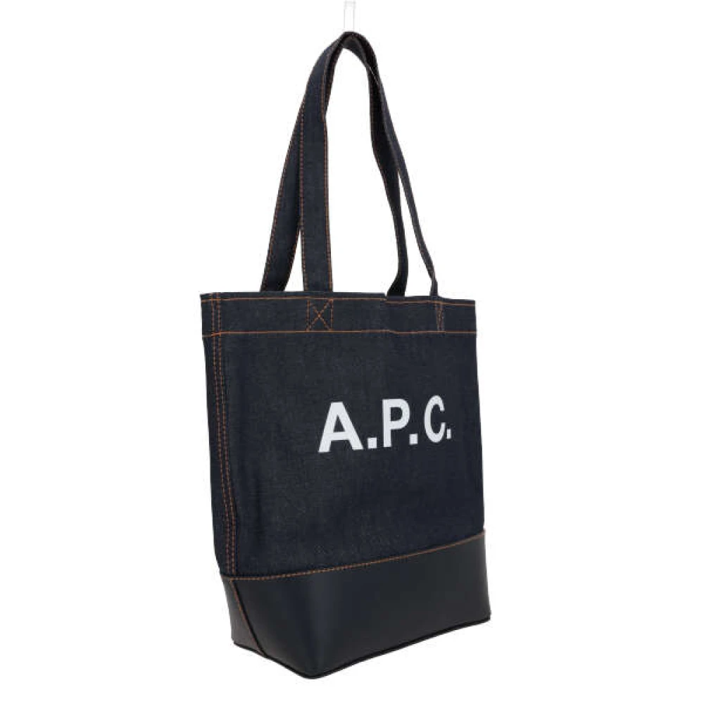 A.p.c. Blauwe Denim Tote Tas met Leren Basis Blue Dames