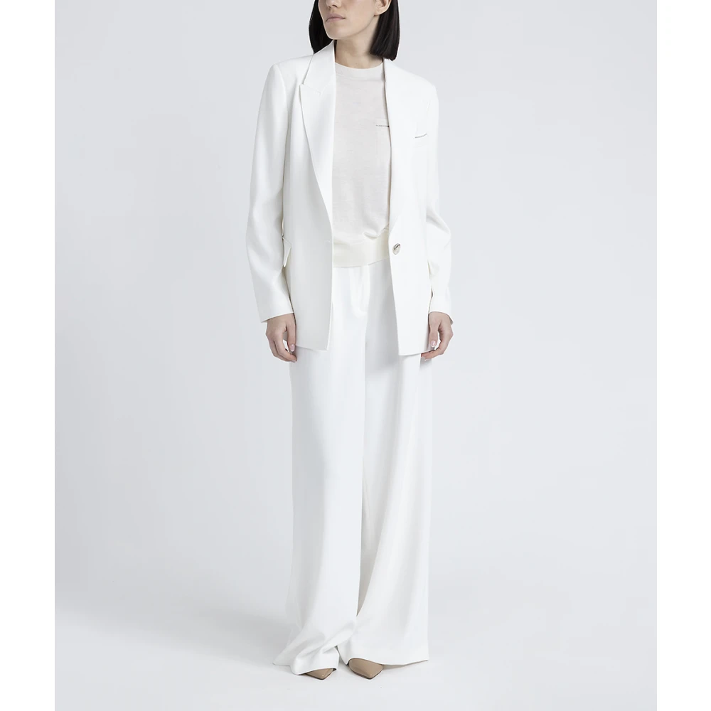 PESERICO Single-breasted blazer in vloeiende cady crêpe White Dames