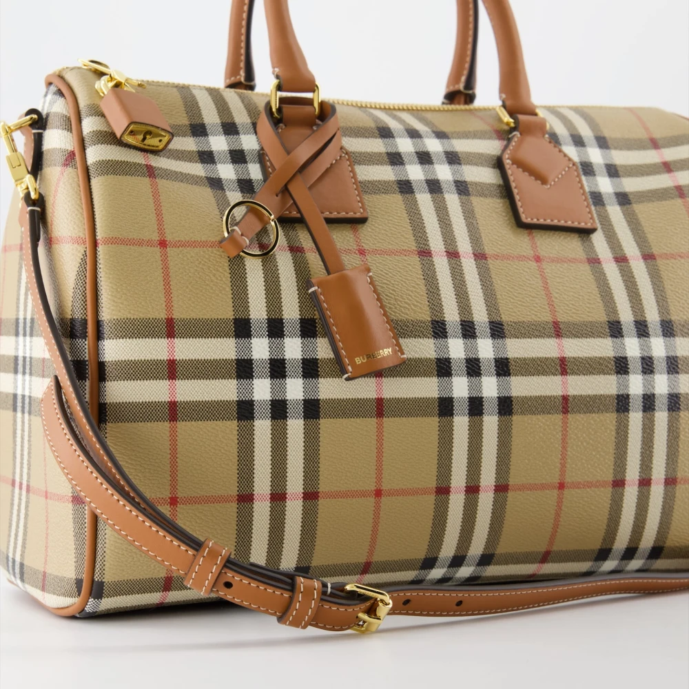 Burberry Vintage Check Bowlingtas Beige Dames