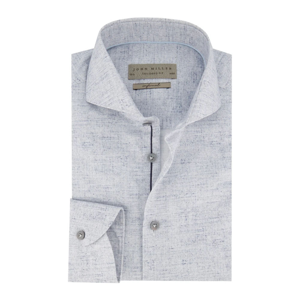 John Miller business overhemd normale fit blauw geprint katoen
