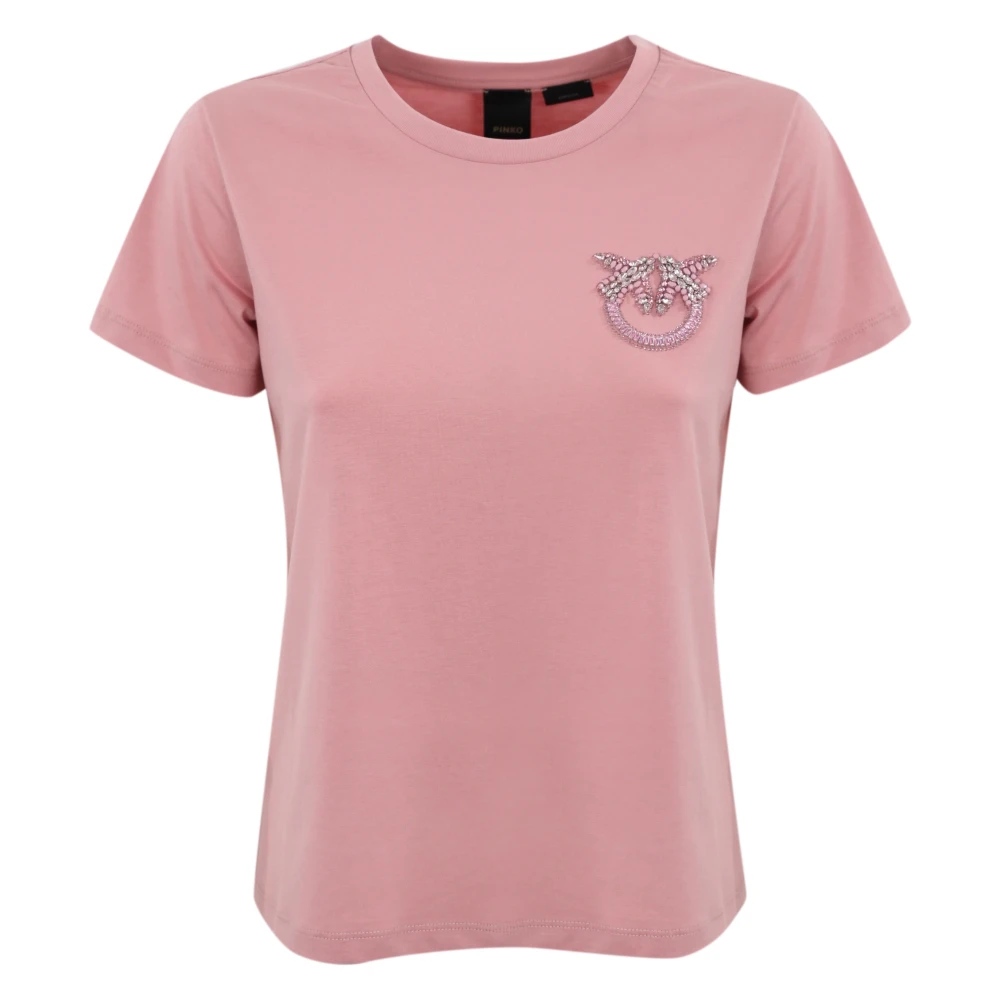 Pinko Geborduurd Juweel T-shirt in Roze Pink Dames