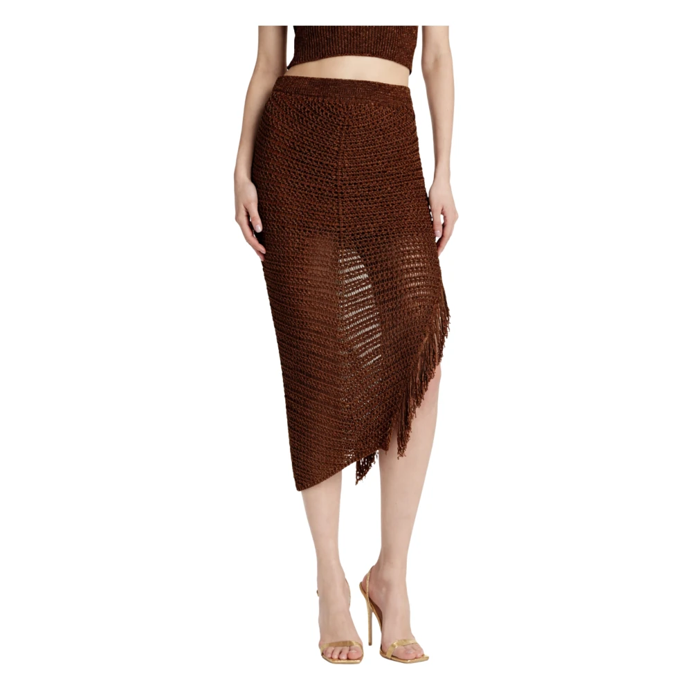 Simona Corsellini Women's Brown Viscose Midi Skirt - Midi Skirts - Xs - Skirts