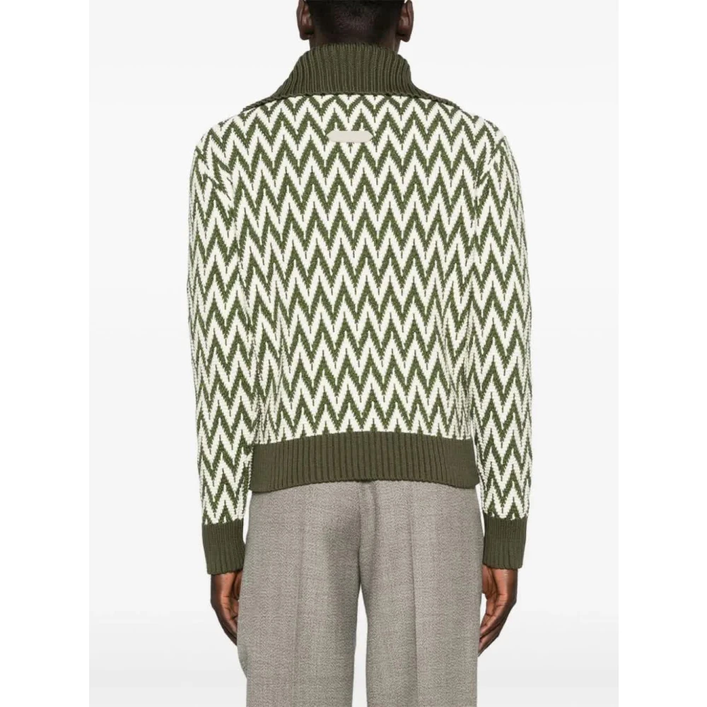 Lanvin Khaki Witte Bomberjack Green Heren