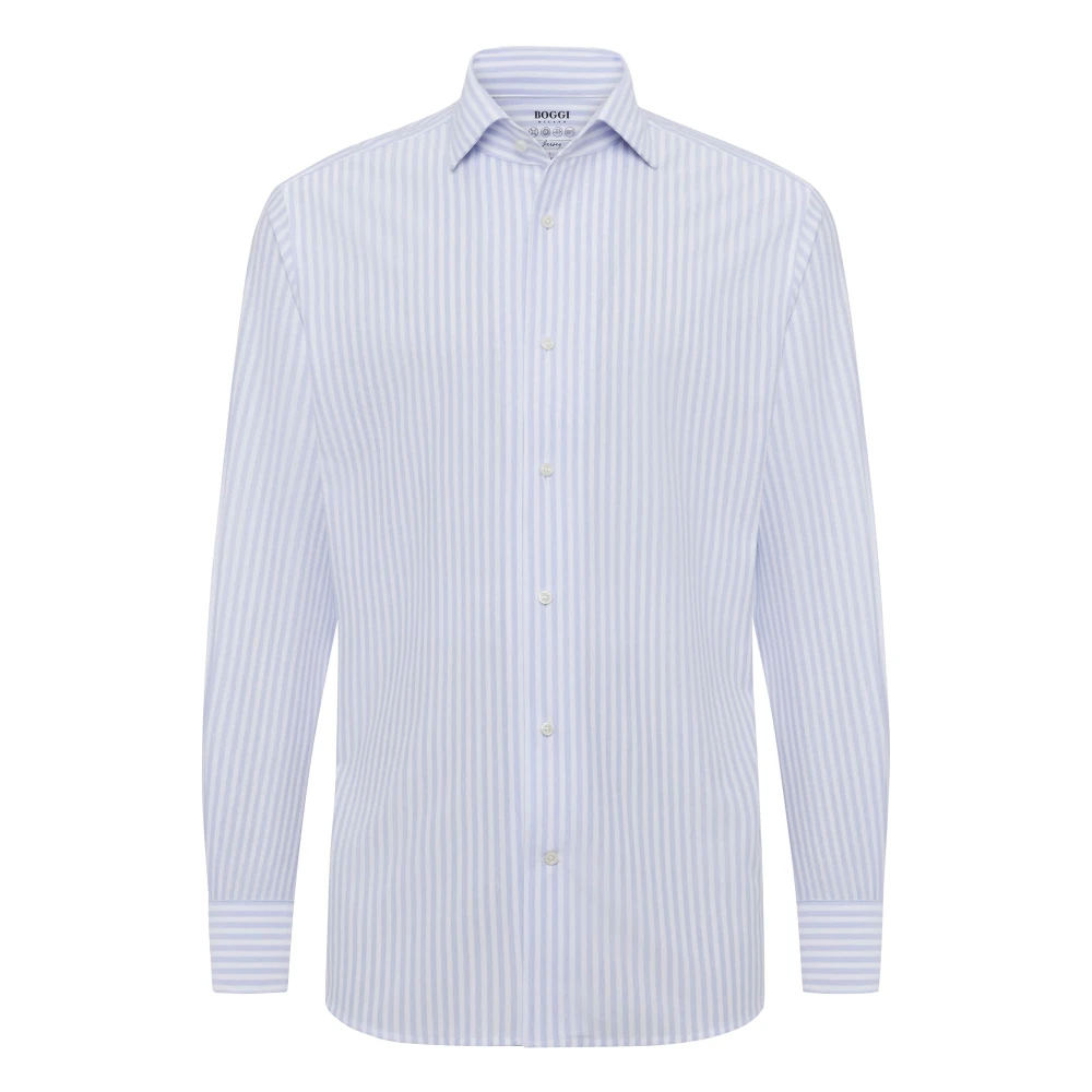 Boggi Milano Jersey Bowling Kraag Polo Shirt Reguliere Pasvorm Blue Heren