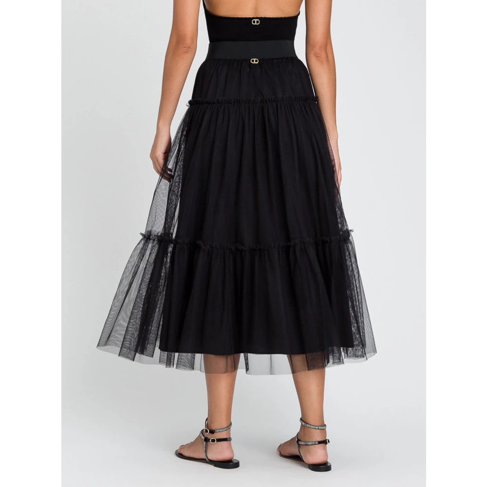 Twinset Zwarte Midi Rok Elegant Moderne Vrouw Black Dames