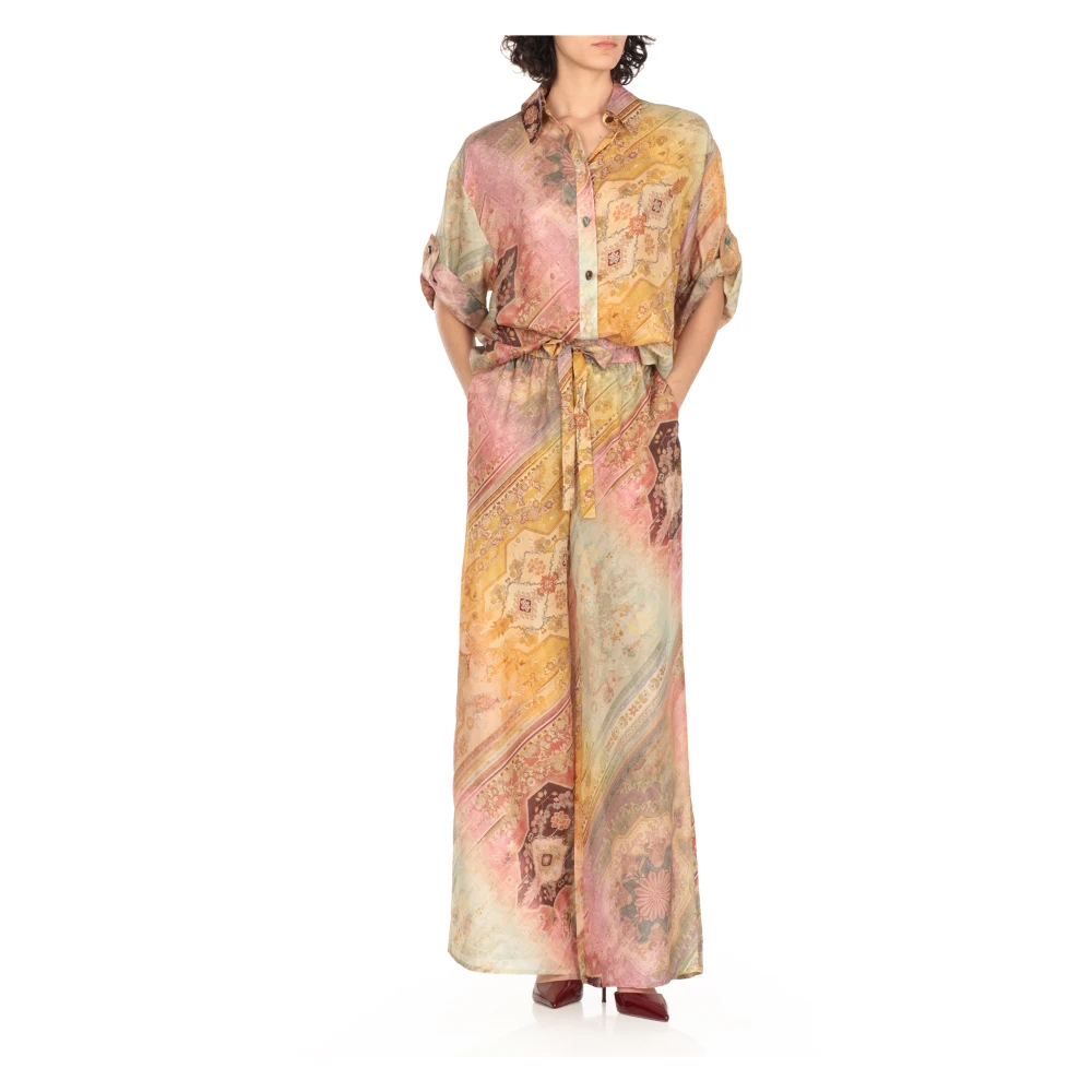 Zimmermann Zijden Multicolor Elastische Taille Trekkoord Broek Multicolor Dames