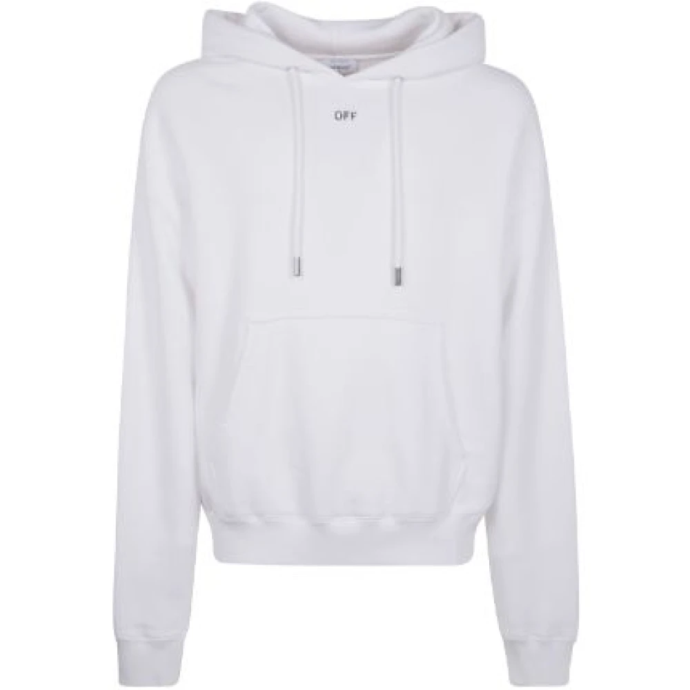 Off White Witte Bedrukte Hoodie met Zak White Heren