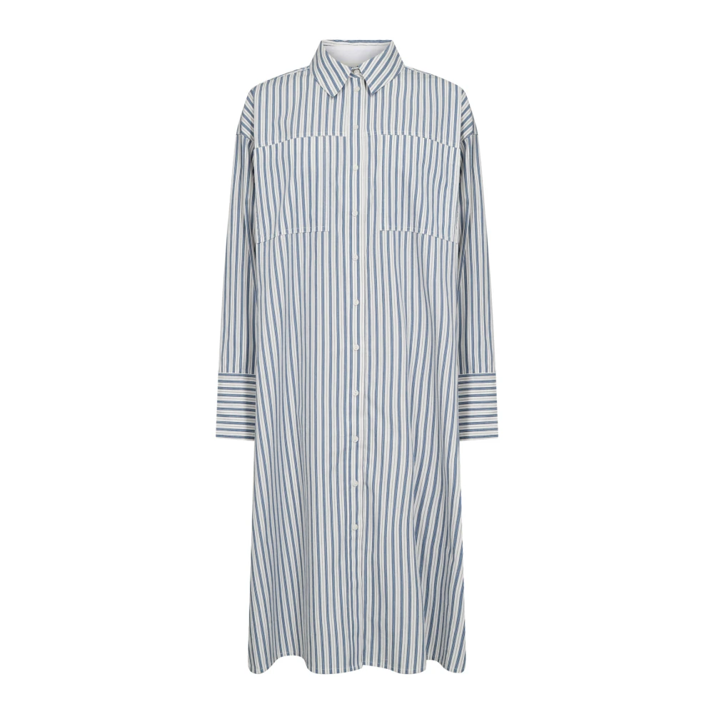 Soaked in Luxury Blauw Gestreepte Overhemdjurk Slmimilou Blue Dames