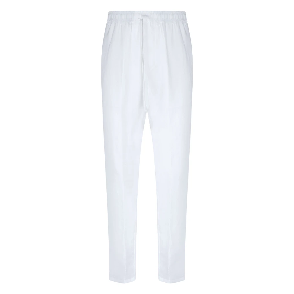 Dolce & Gabbana Witte Linnen Broek met Zwarte Piping White Heren