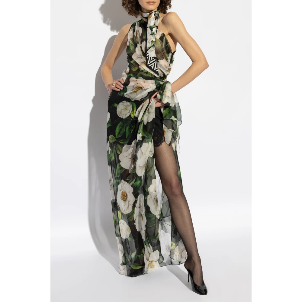 Dolce & Gabbana Zijden jurk met bloemenmotief Multicolor Dames