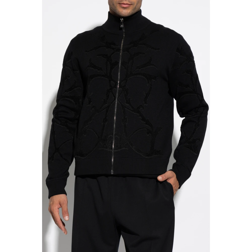 Versace Cardigan met opstaande kraag Black Heren