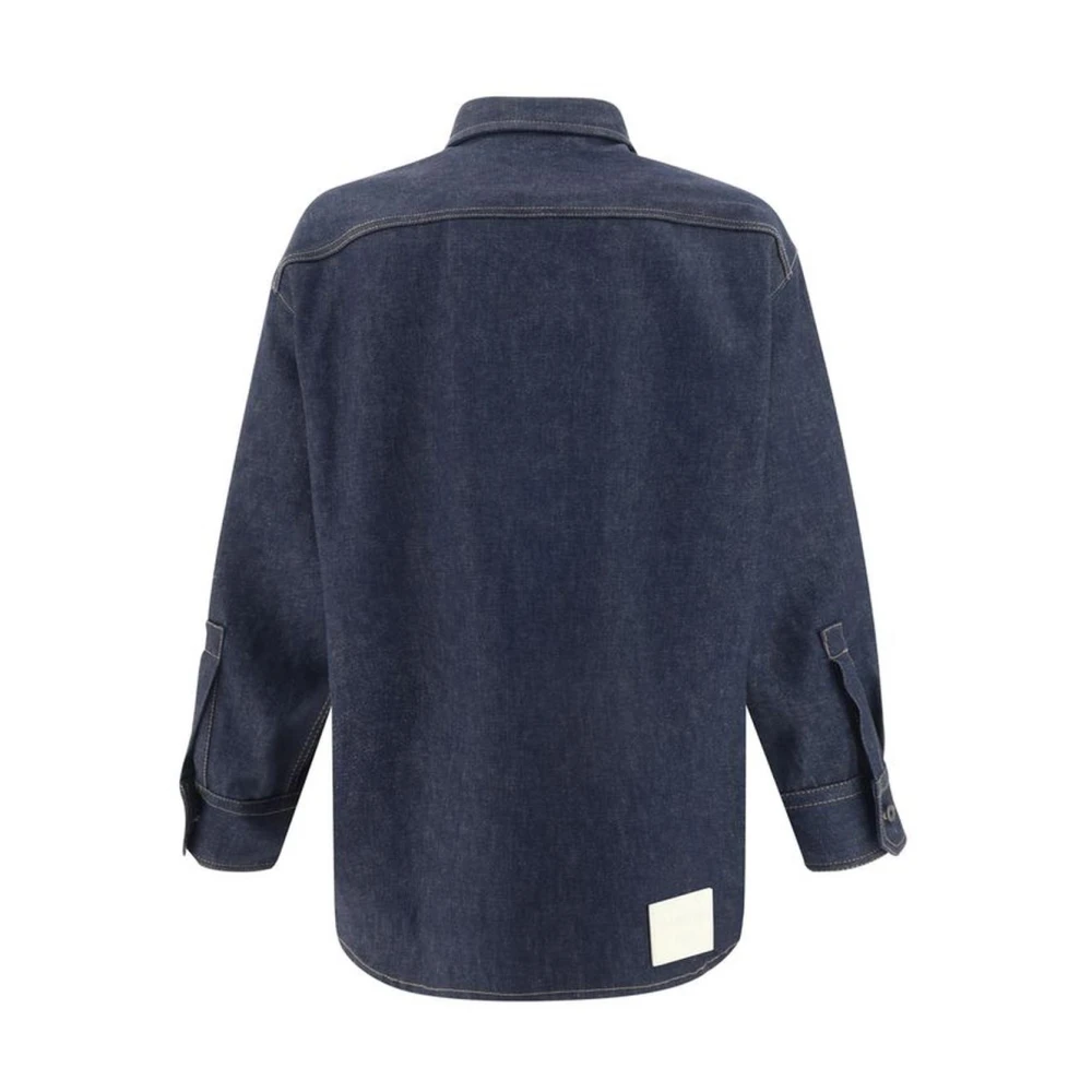 Valentino Klassieke Denim Overhemd met Verborgen Sluiting Blue Heren