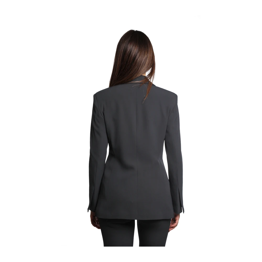 Jijil Zwarte Polyester Blazer met Revers Kraag Black Dames