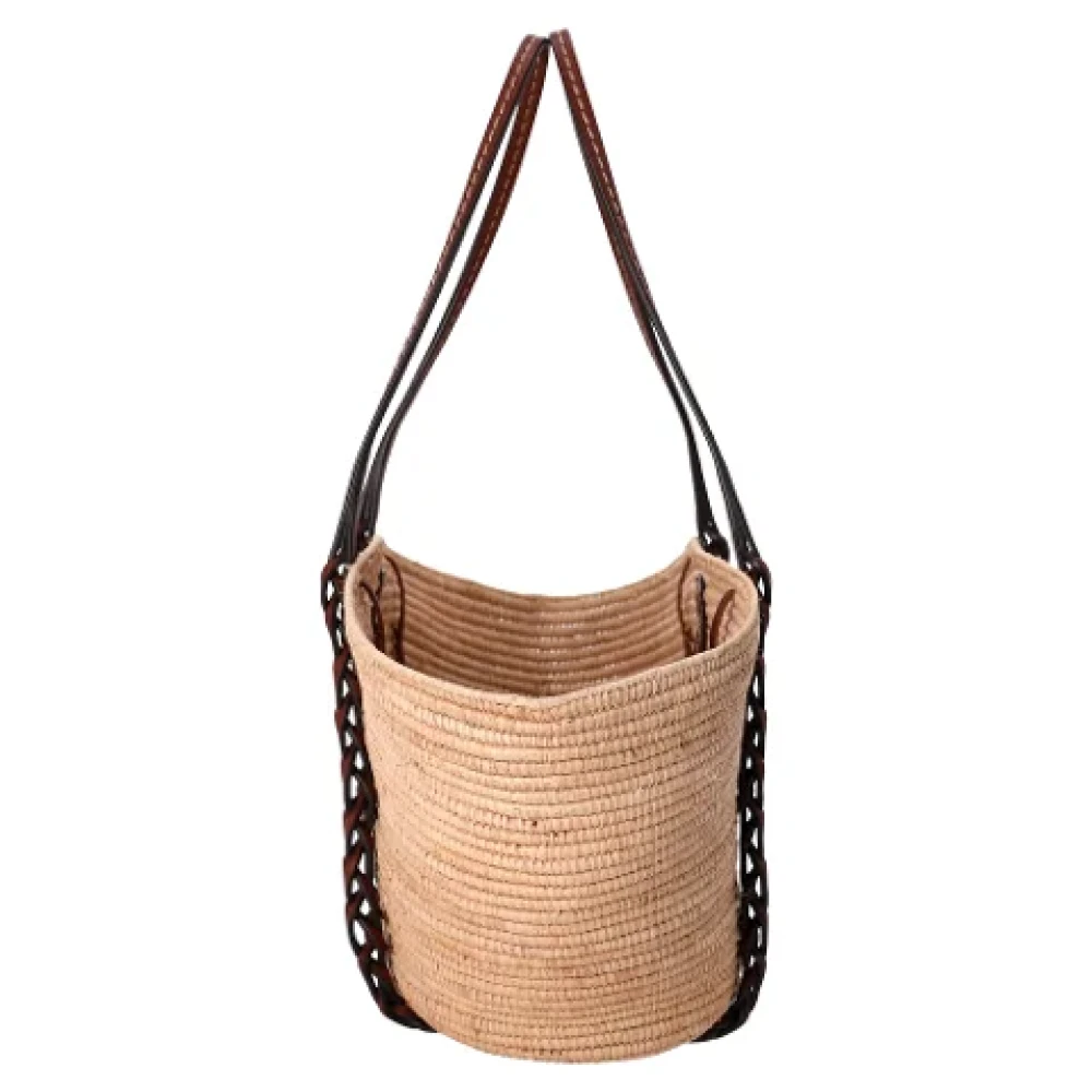 Prada Vintage Pre-owned Raffia prada-bags Beige Dames