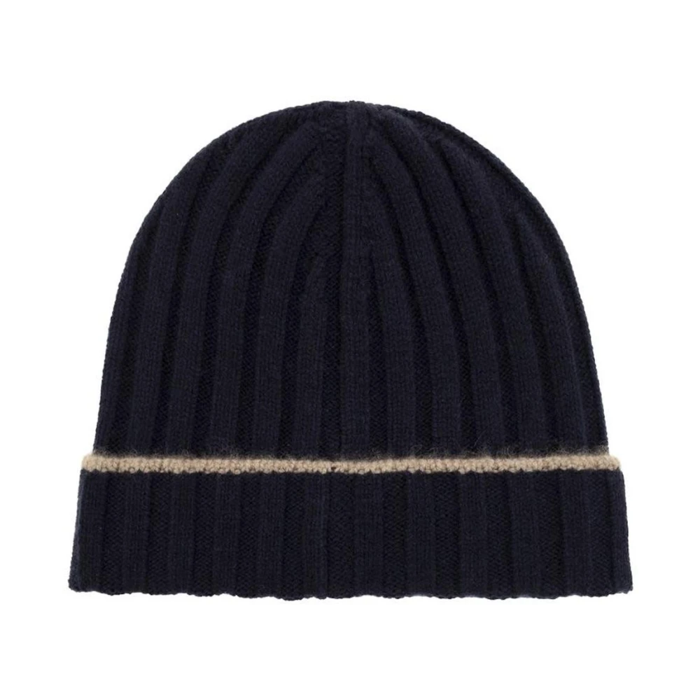 Brunello Cucinelli Blå Ribbed Cashmere Beanie