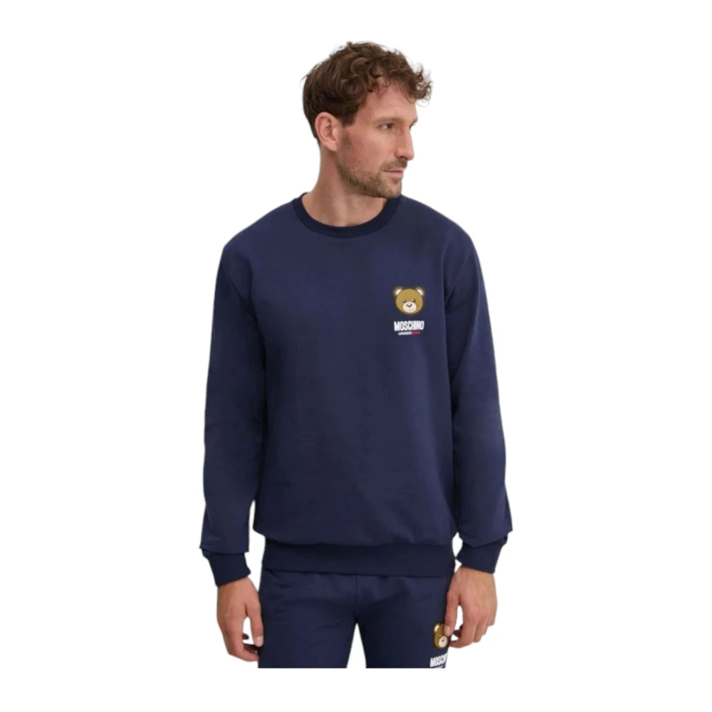 Moschino Crew Neck Sweatshirt Blue Heren