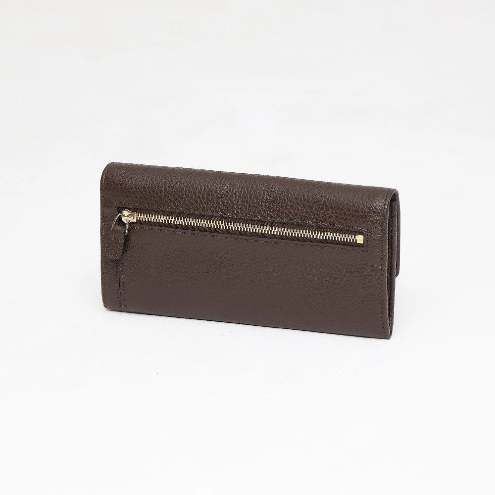 Trussardi Gouden Metalen Logo Portemonnee Brown Dames