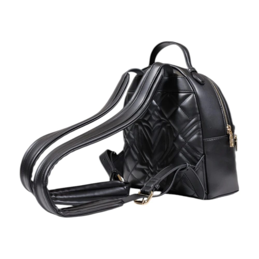 Love Moschino Zwarte rucksack met ritssluiting en ritszakken Black Dames