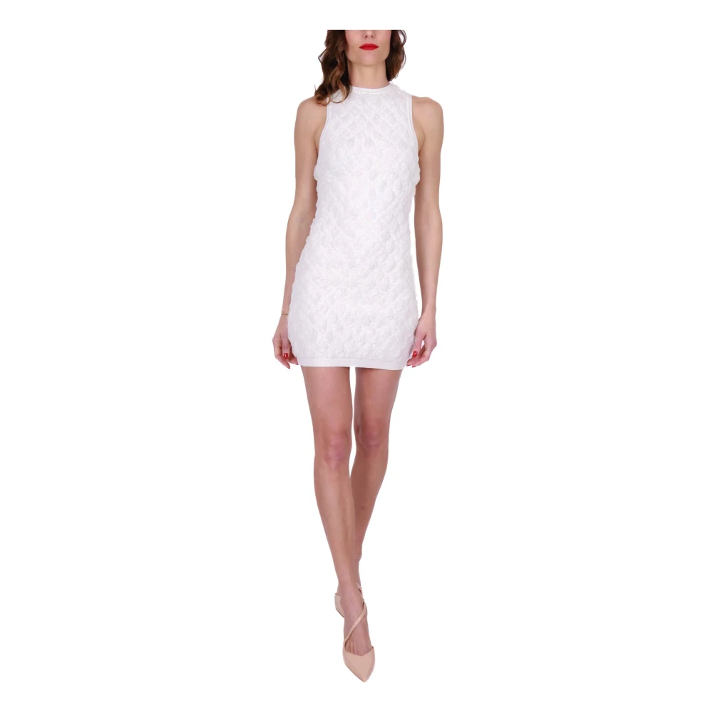 Elisabetta Franchi Gebreide Mouwloze Jurk Zwart White Dames