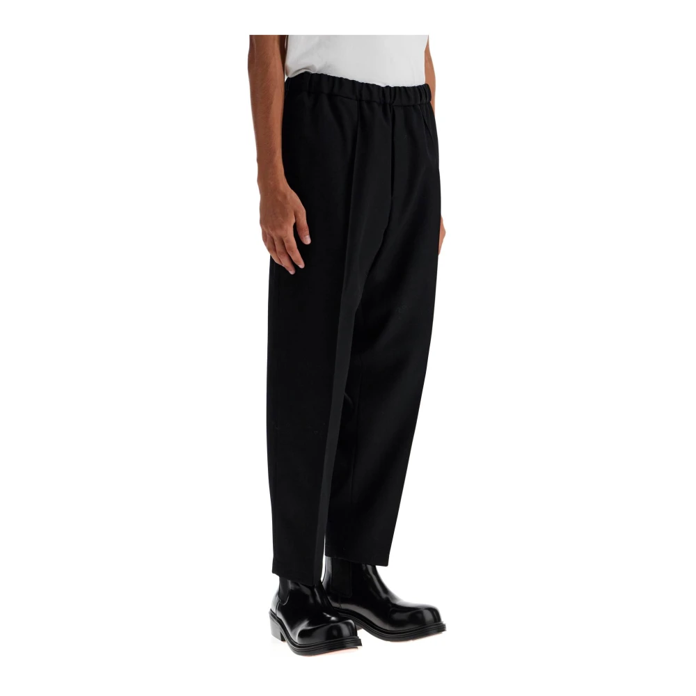 Jil Sander Tapered Wool Twill Broek Black Heren