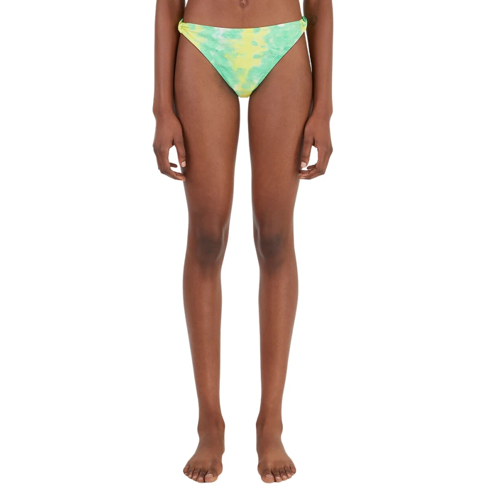 Ganni Women's Green Printed Bikini Briefs - Bikinis - S - Swimwear