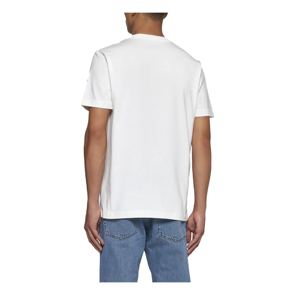Moncler Wit Katoenen Logo T-shirt White Heren