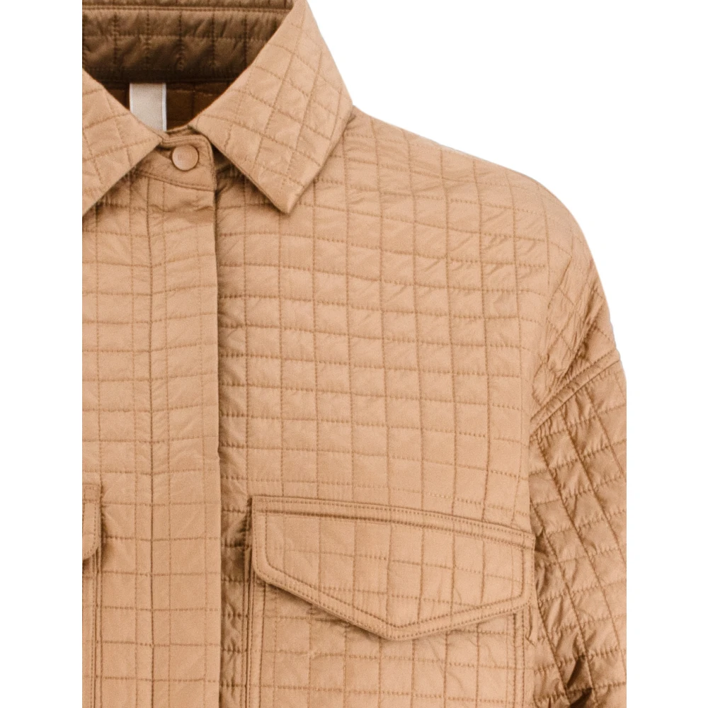 Duno Gewatteerde Oversized Jas met Geometrisch Ontwerp Brown Dames