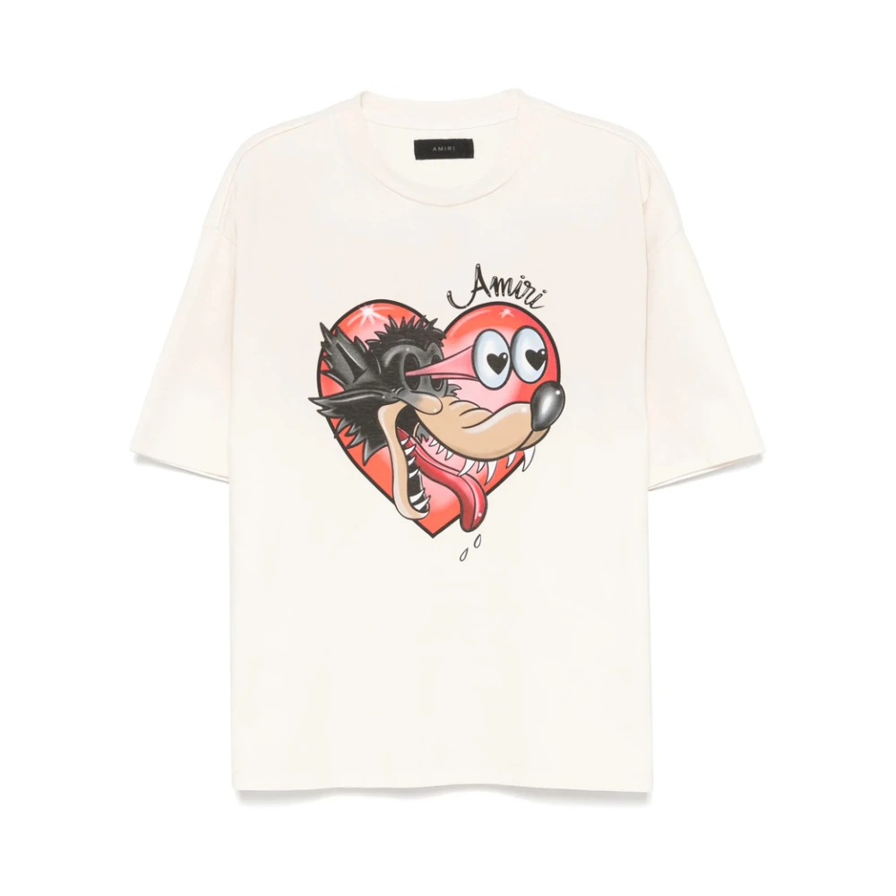 Amiri Grafische Print T-shirt met Ronde Hals Beige Heren