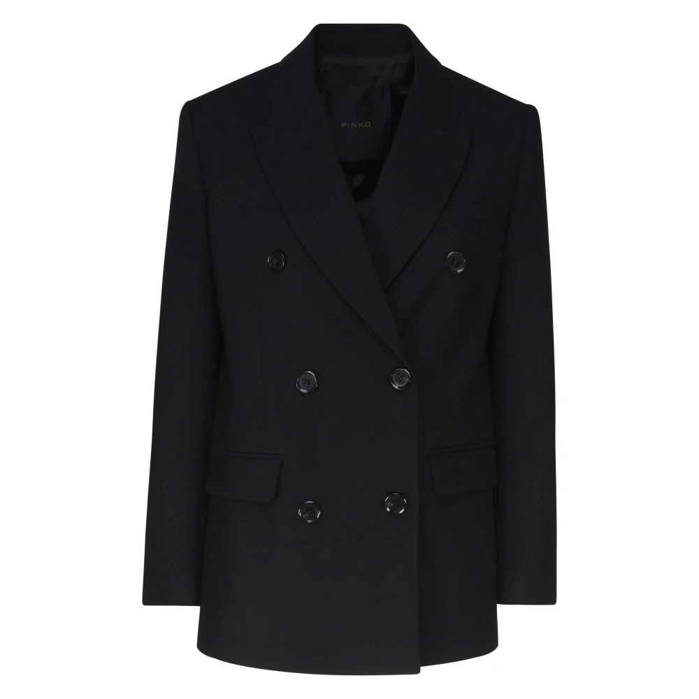 pinko Zwarte Double-Breasted Jas Klassieke Stijl Black Dames