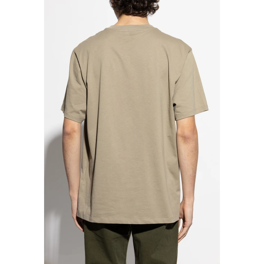 Ami Paris T-shirt met logo Beige Heren