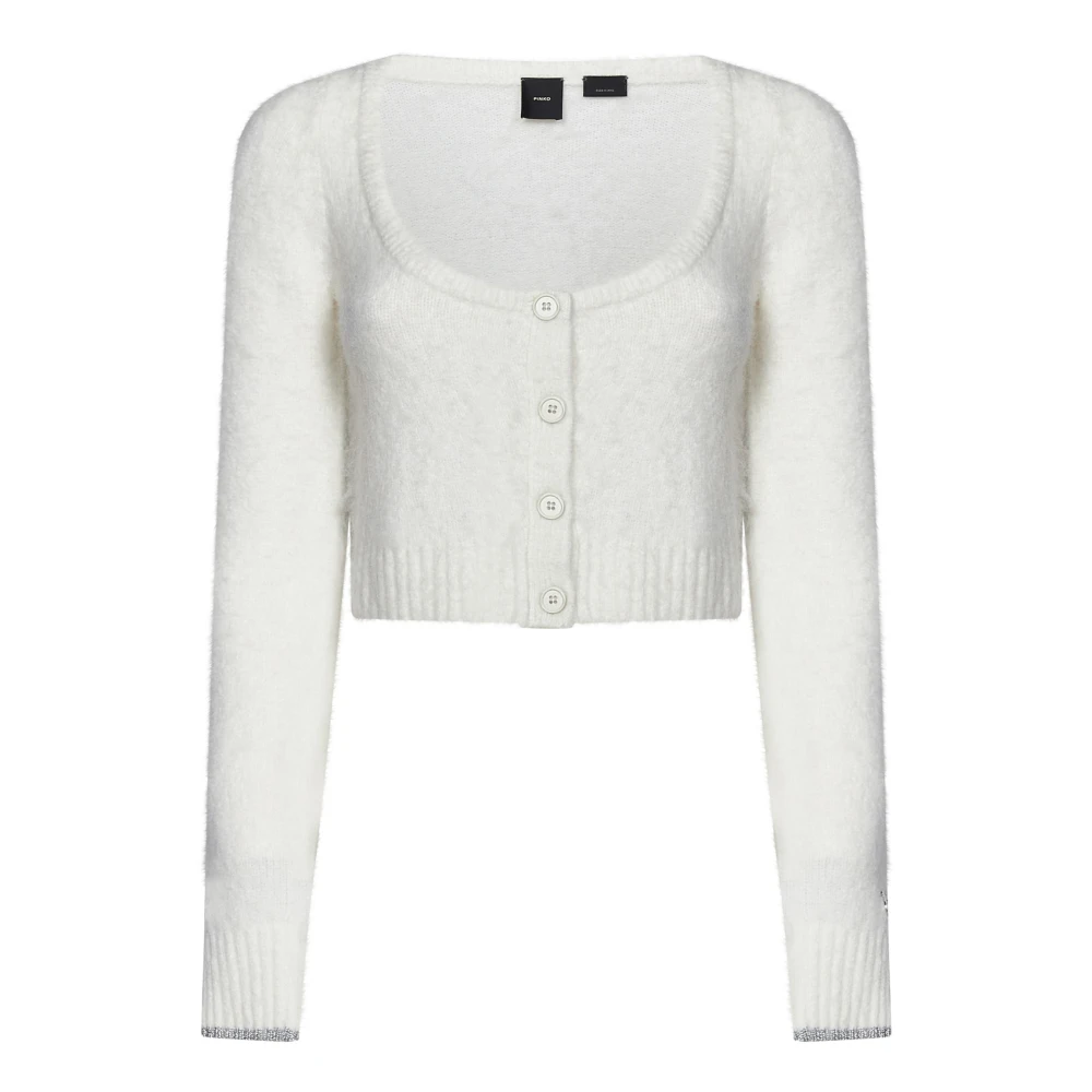 Pinko Vit Stickad Kofta Aw24 White, Dam