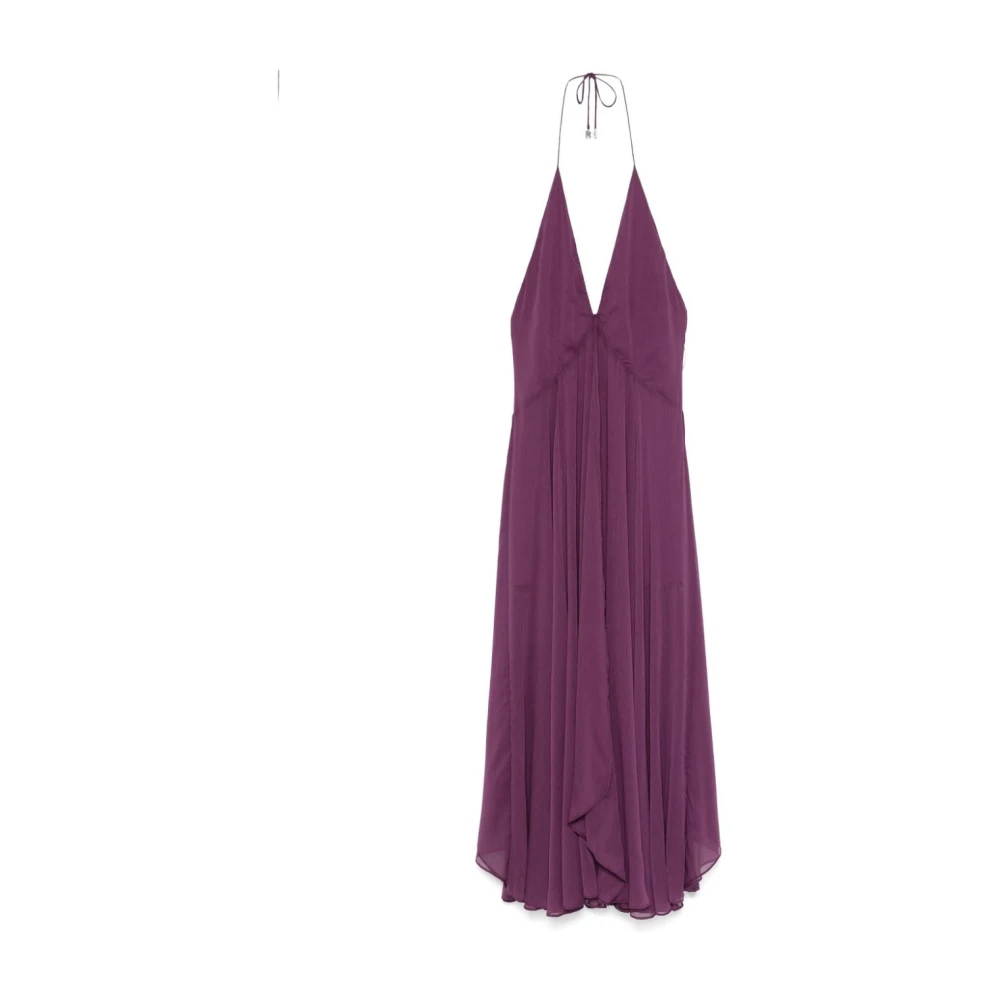 Rotate Birger Christensen Paarse Chiffon Halternek Lange Mouw Top Purple Dames
