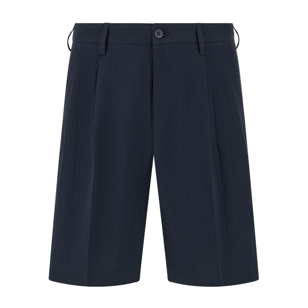 Boggi Milano Katoenen Seersucker Bermuda Shorts Blue Heren