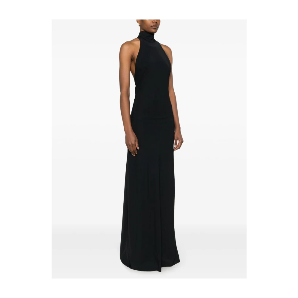 Amazuin Zwarte Halternek Jurk met Open Rug Black Dames