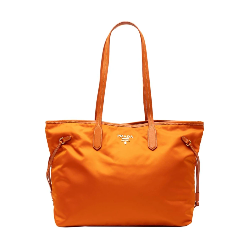 Prada Vintage Women's Orange Pre-Owned Nylon Tote Bag