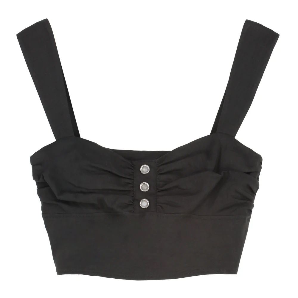 Pinko Women's Black Voyager Crop Top - Sleeveless Tops - Xs - Tops