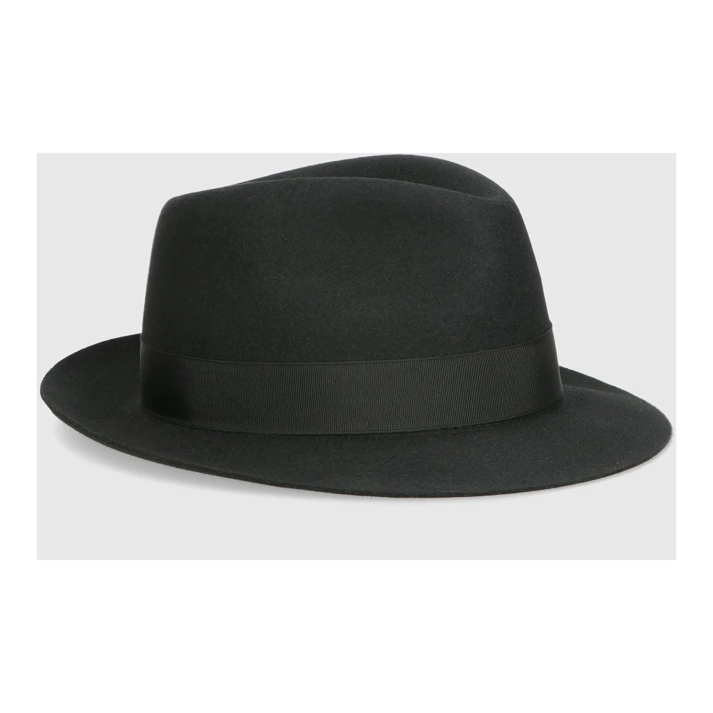 Borsalino Geborstelde Vilt Fedora Hoed Black Heren