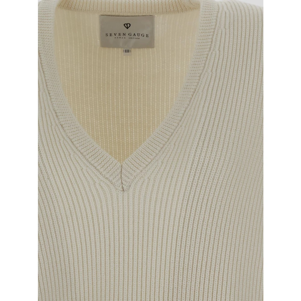 Seven Gauge Stijlvol Gebreid Wollen Vest Beige Heren