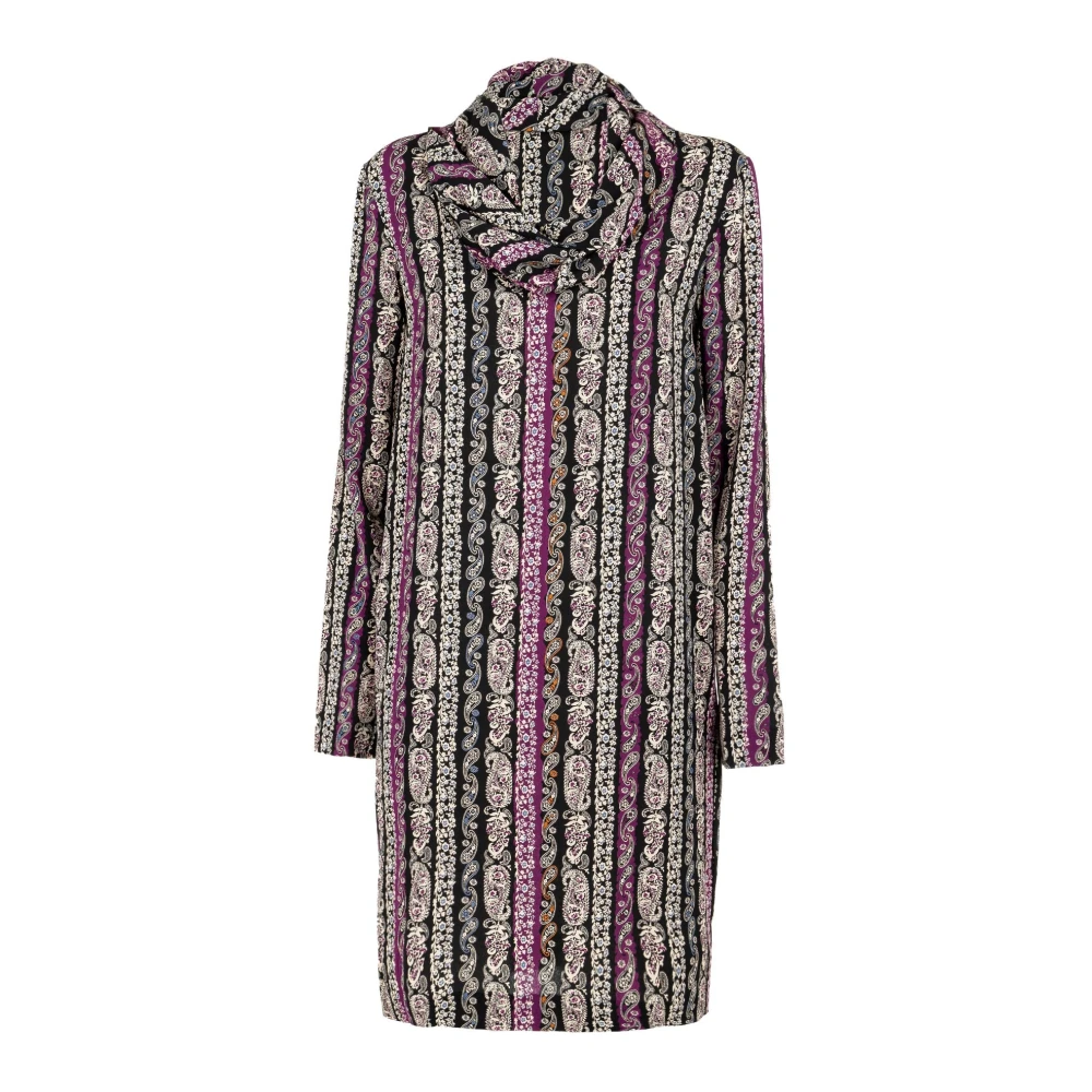 Manila Grace Zwarte Korte Jurk Lente Zomer Stijl Multicolor Dames