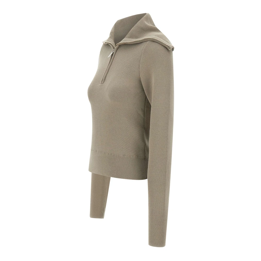 Remain Birger Christensen Beige Wollen Blend Met Rits Kraag Sweater Beige Dames