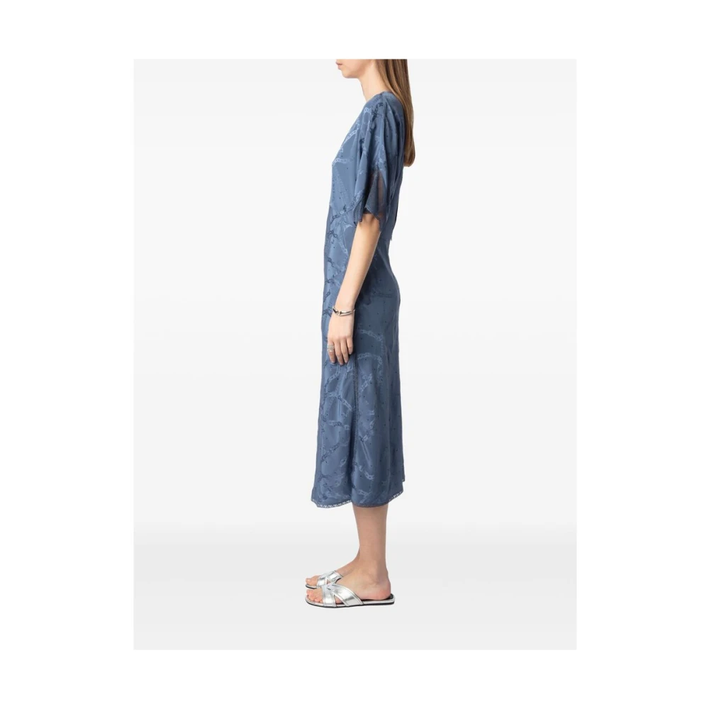 Zadig & Voltaire Navy Blue Rhinestone Chain-link Jurk Blue Dames